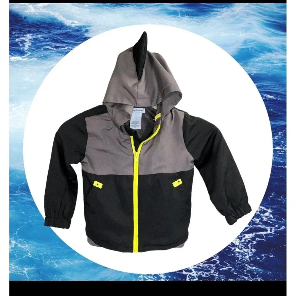 Tommy Bahama Toddler Boys Shark Fin Hoodie Jacket Grey Black Neon 3T